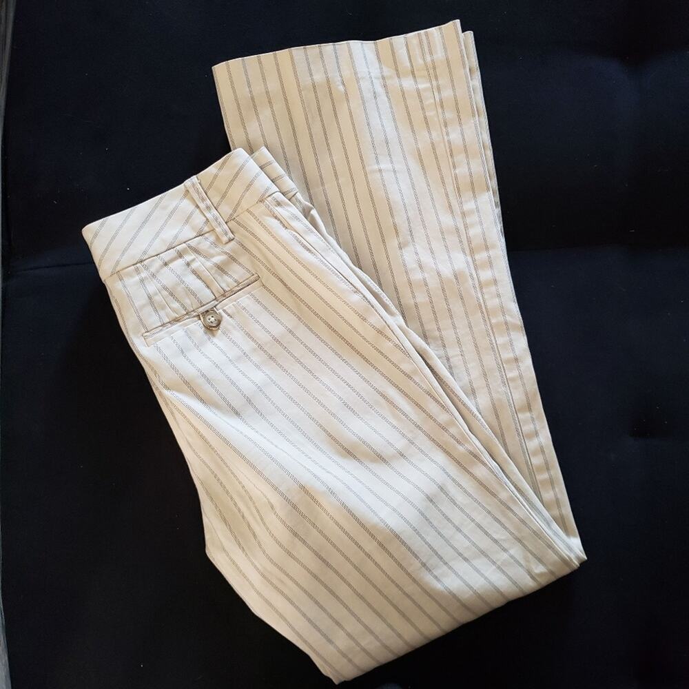 Banana Republic Harrison Beige Pinstripe Mid Rise Straight Leg Stretch Pant